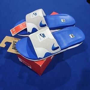 Sz 13 Nike Air Max 1 Slides Slippers Sandals 'White/Royal Blue' (FJ4007-100)